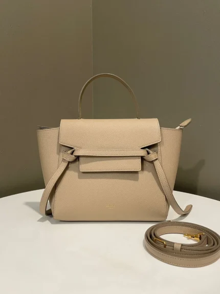 Celine Nano Belt Bag Taupe Beige Grainy Leather