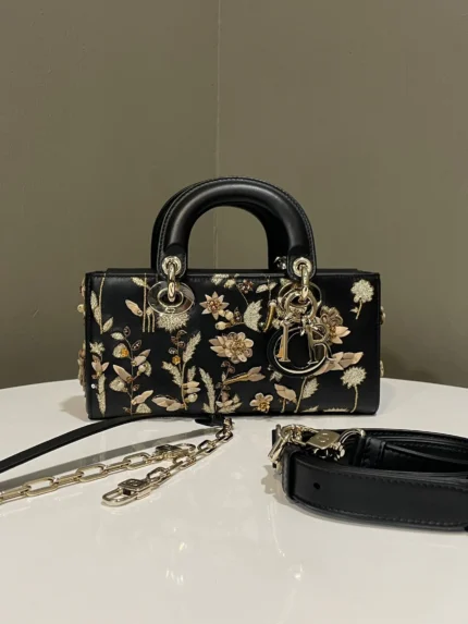 Dior Lady D Joy Bag Black 3D Embroidered Ombres Florales