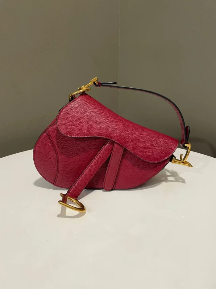 Dior Mini Saddle Bag Deep Red Epsom Grainy Leather