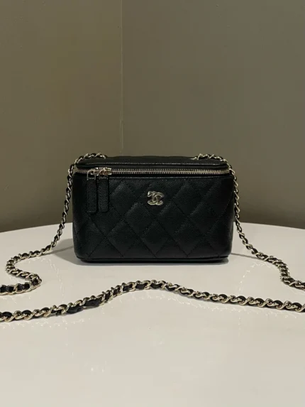 Chanel 21C Quilted Vanity Rectangular Bag Black Caviar