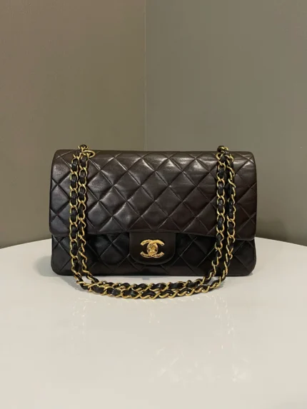 Chanel Vintage Classic Quilted Medium Double Flap Black Lambskin
