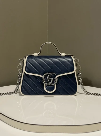Gucci Marmont Top Handle Flap Bag Dark